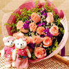 Pink Roses with Couple Bears