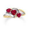 Tri-ruby and gold ring