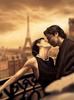 Romantic kiss in paris