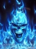 Blue Flaming Skull